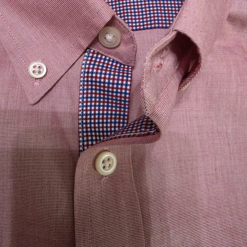 Banana Republic Shirt Adult Small Red Blue & White Plaid Button Up Long Sleeve